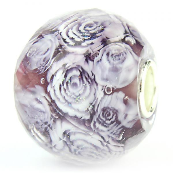 Dark Lavender Rose Garden World Fractal - Elfbeads Glass